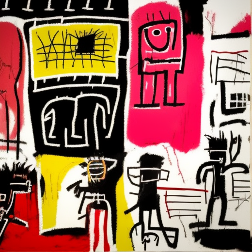Hi AI, '펑크폴의 사회'  in Jean-Michel Basquiat style